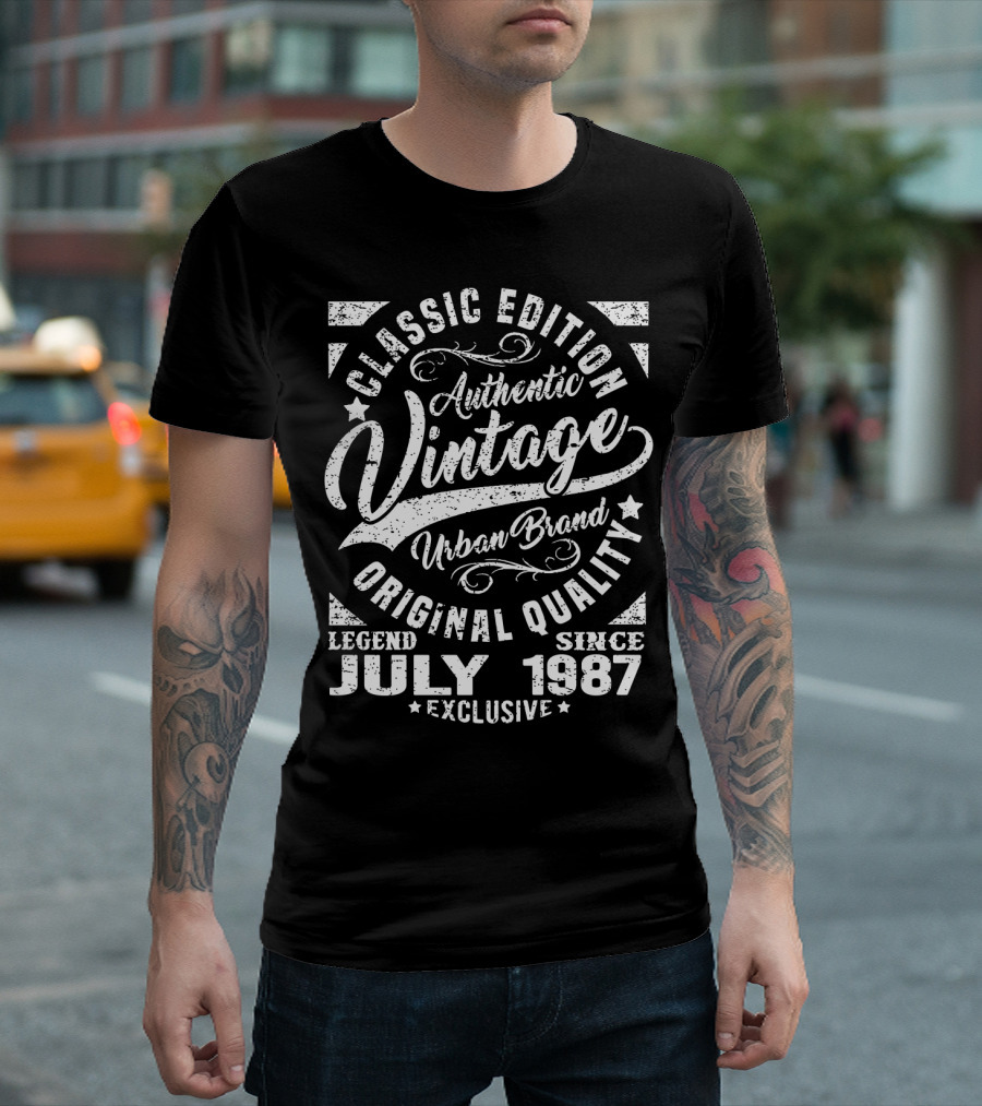 Classic Edition Authentic Vintage Urban Brand Legend Original Quality Since July 1987 Exclusive T-Shirt