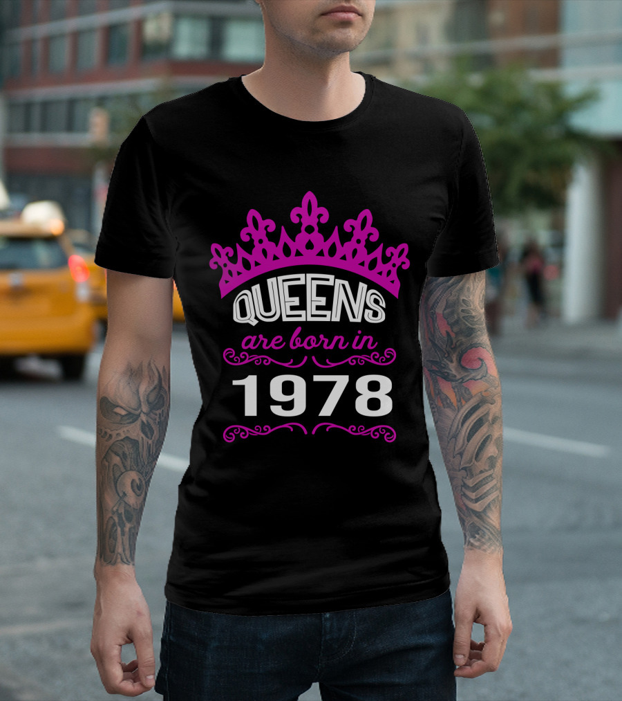 Queens Are Born In 1978 Pink Crown T-Shirt