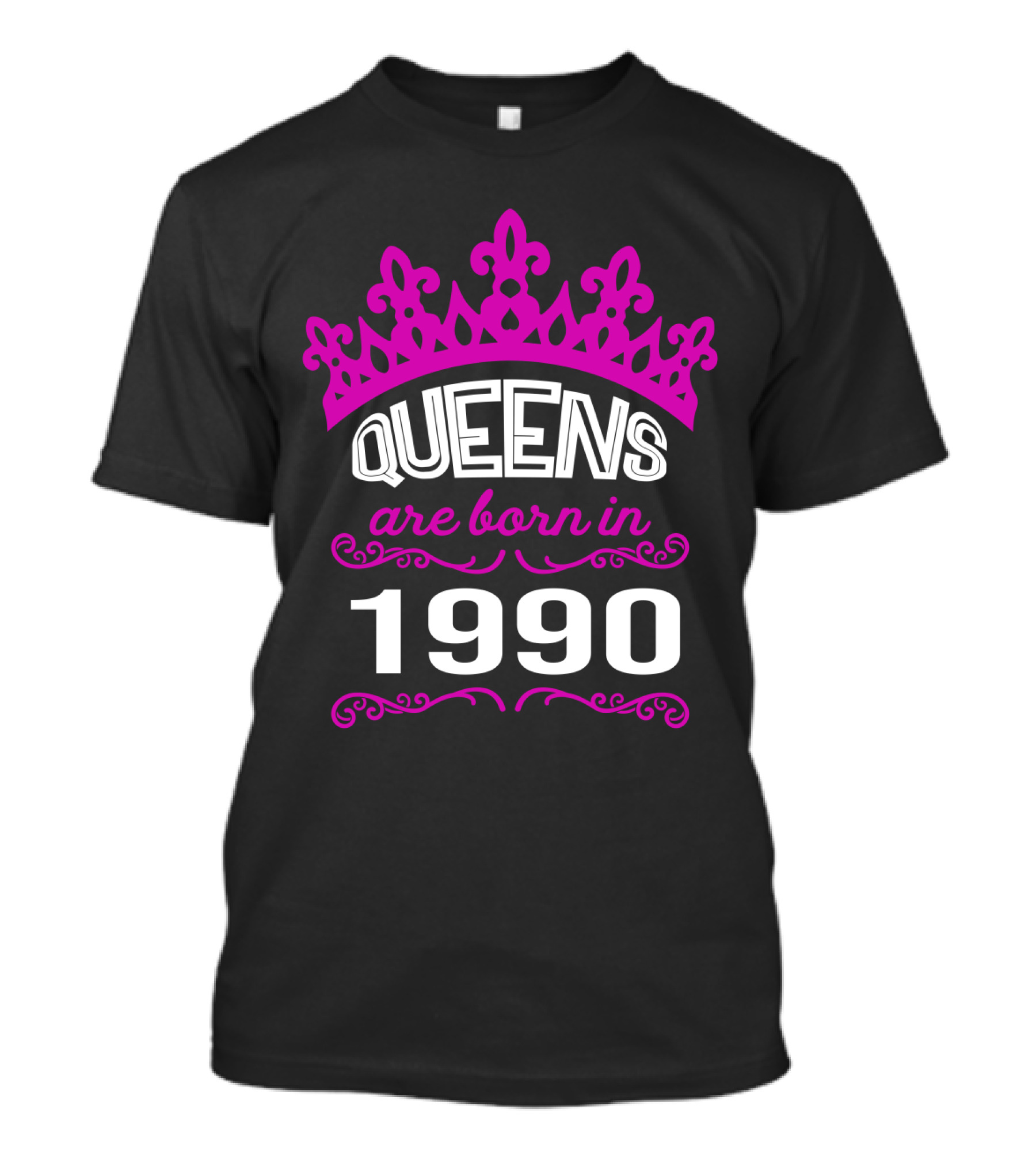 Queens Are Born In 1990 With Crown And Elegant Text Elements T-Shirt