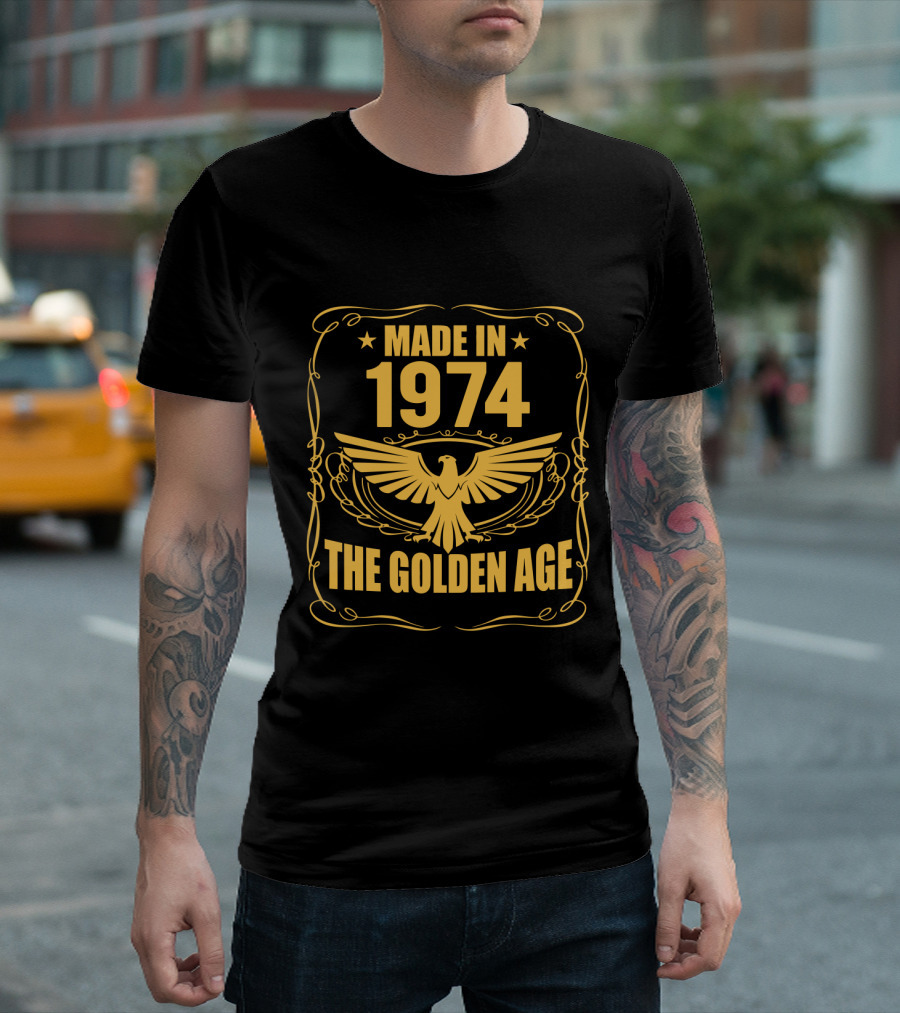 MADE IN 1974 THE GOLDEN AGE Eagle Regal Motif T-Shirt