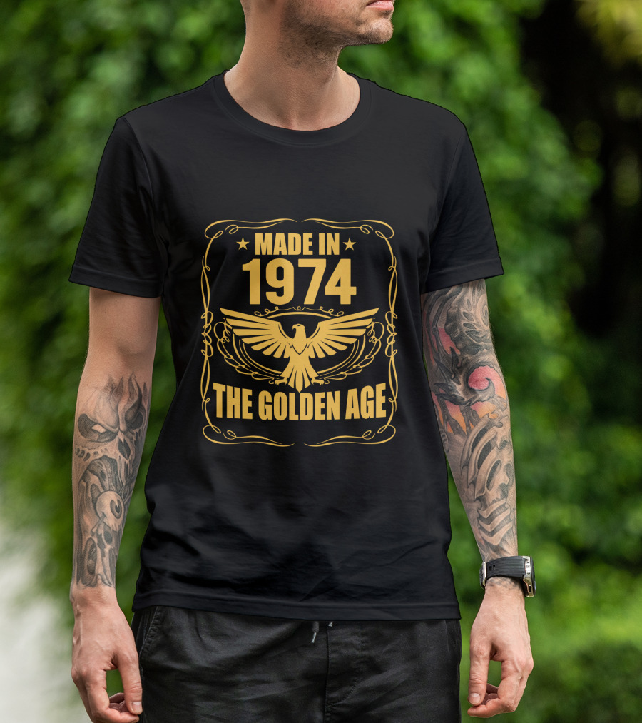 MADE IN 1974 THE GOLDEN AGE Eagle Regal Motif T-Shirt