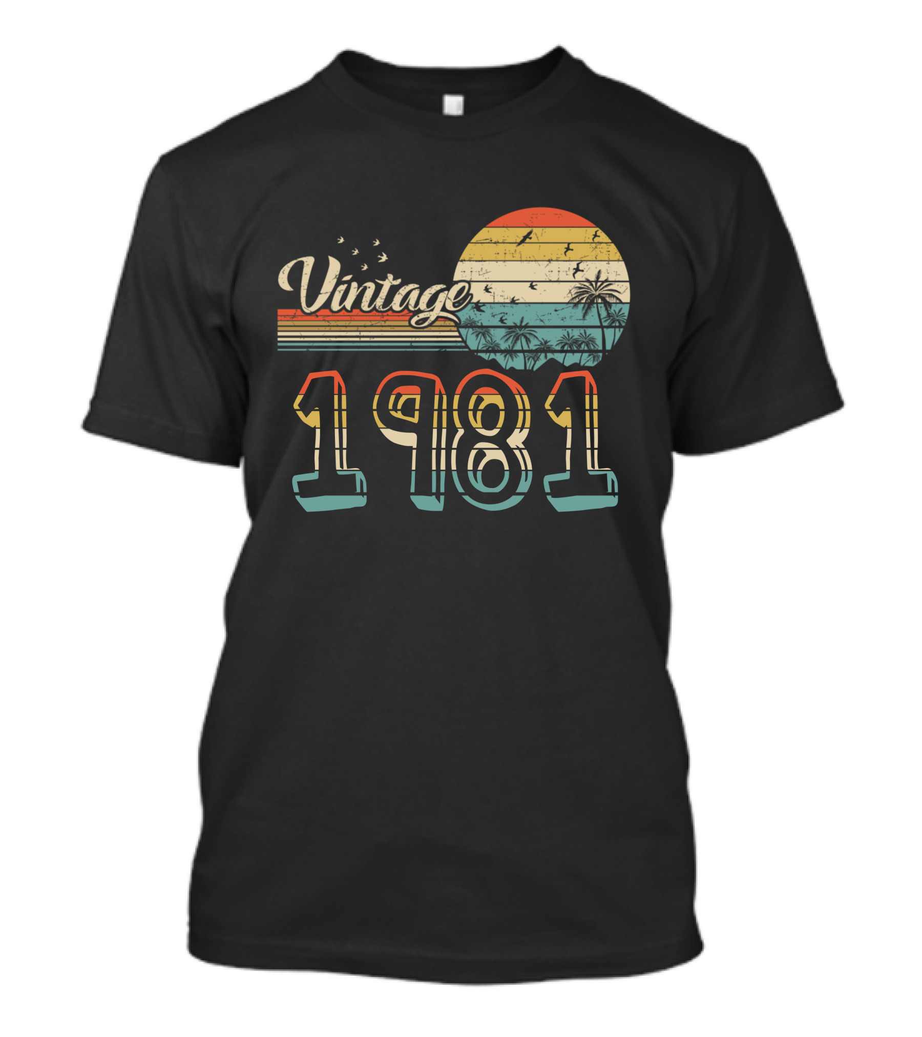 Vintage 1981 Retro Sunset Beach Scene T-Shirt