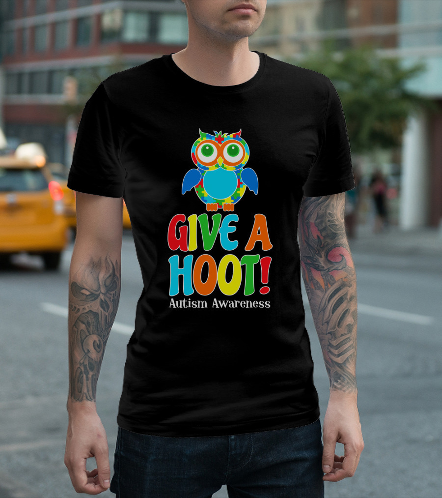 Give A Hoot Autism Awareness Owl T-Shirt