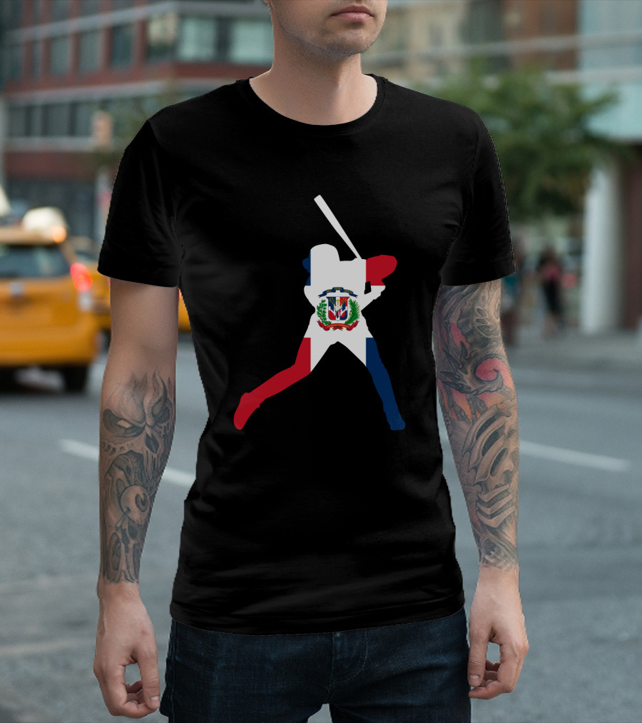 Dominican Republic Flag Baseball Player T-Shirt