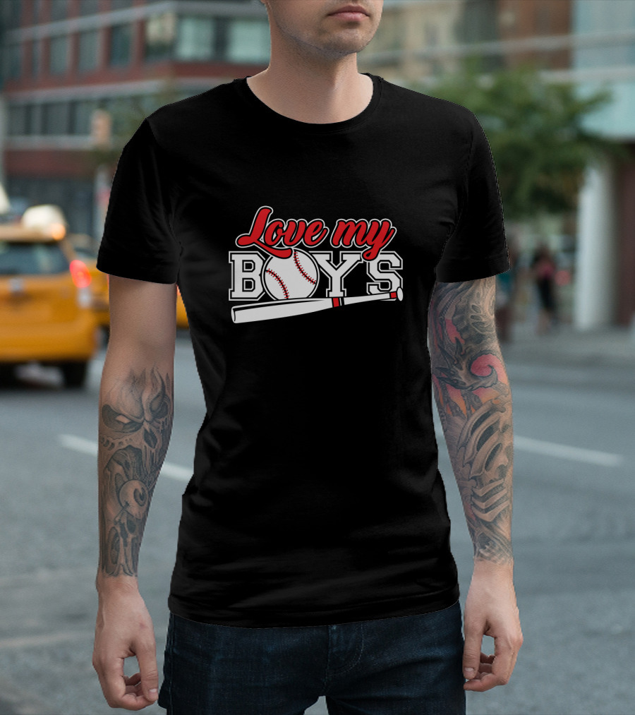 Love My Boys Baseball Mom And Dad Bat Ball Boys T-Shirt