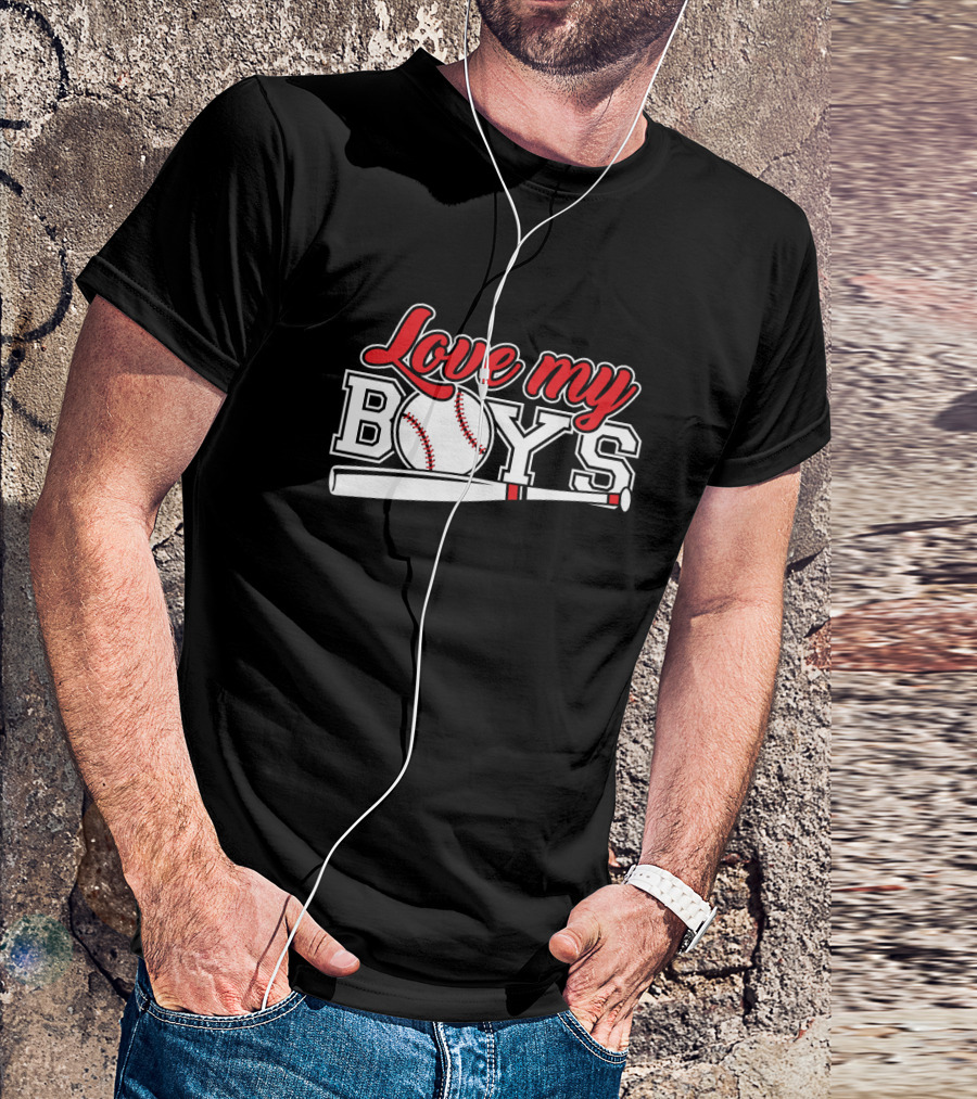 Love My Boys Baseball Mom And Dad Bat Ball Boys T-Shirt