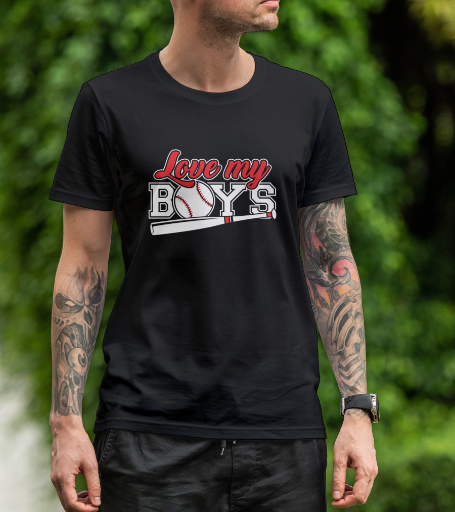 Love My Boys Baseball Mom And Dad Bat Ball Boys T-Shirt