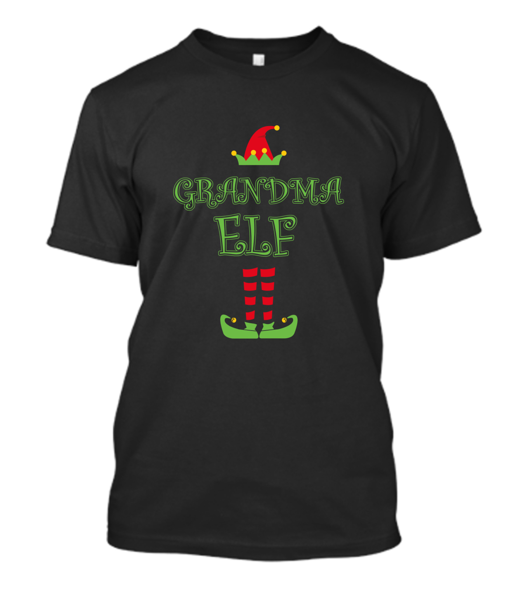 GRANDMA ELF Christmas Hat And Shoes With Striped Legs T-Shirt
