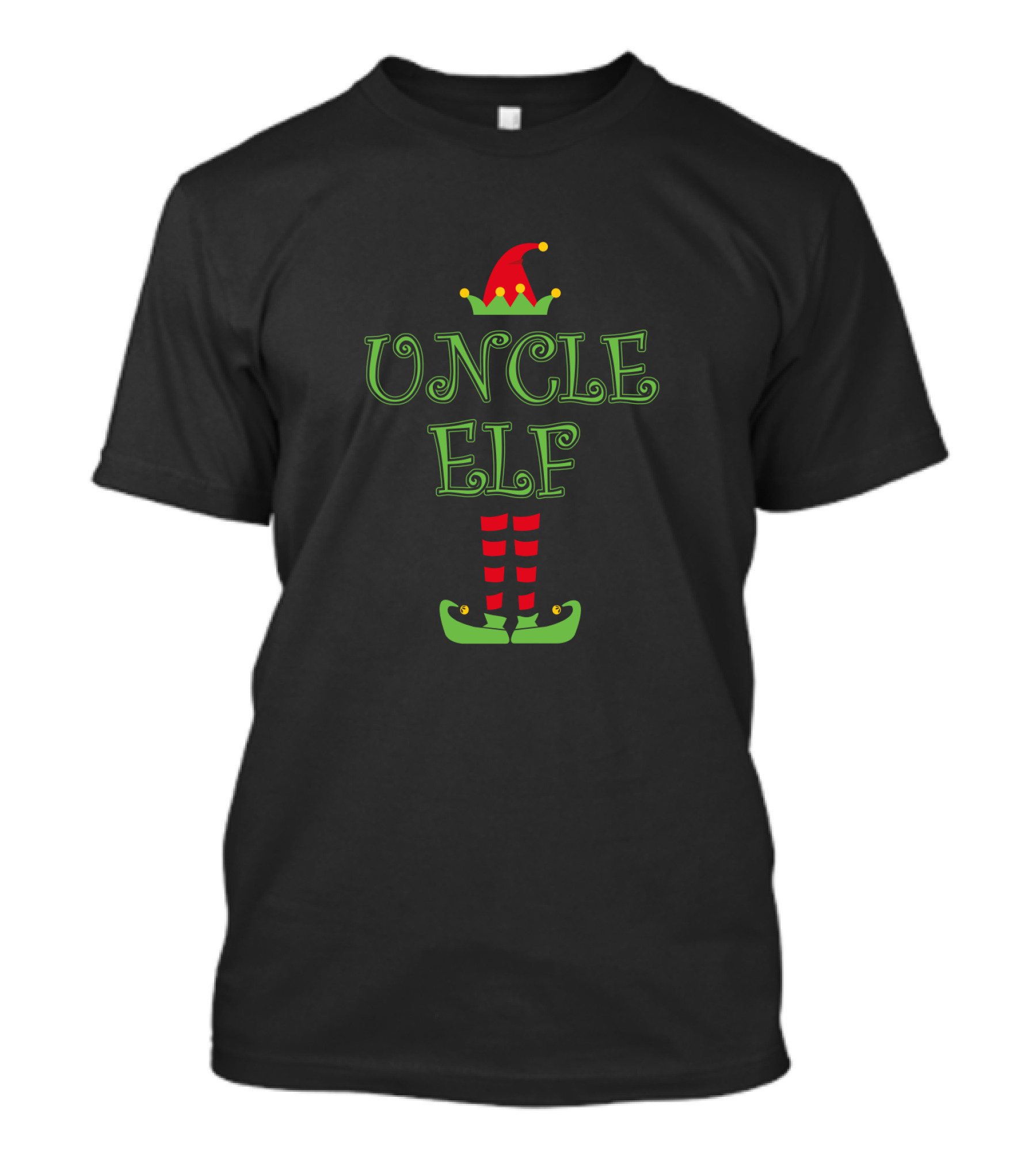 UNCLE ELF Christmas Hat And Striped Socks T-Shirt