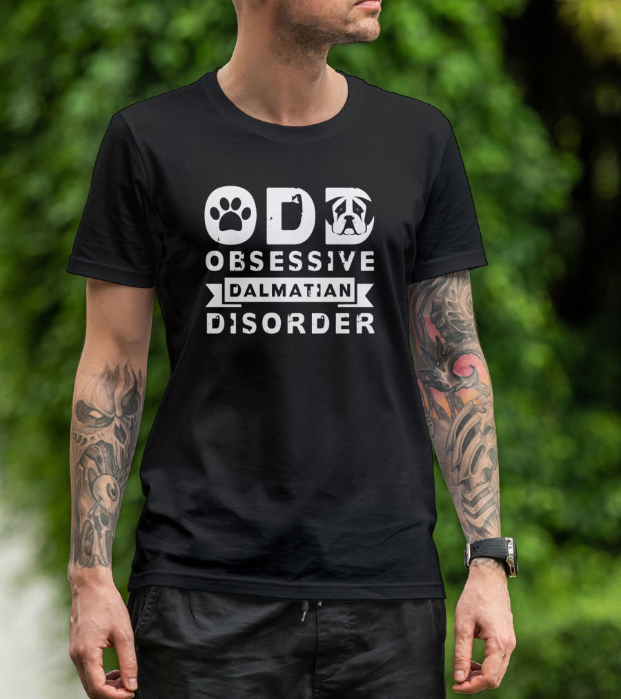 ODD Obsessive Dalmatian Disorder Dog Paw Print And Face T-Shirt