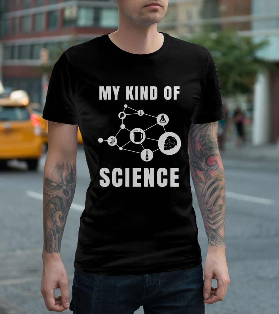 My Kind Of Science Beer Chemistry with Hop Molecular Diagram T-Shirt