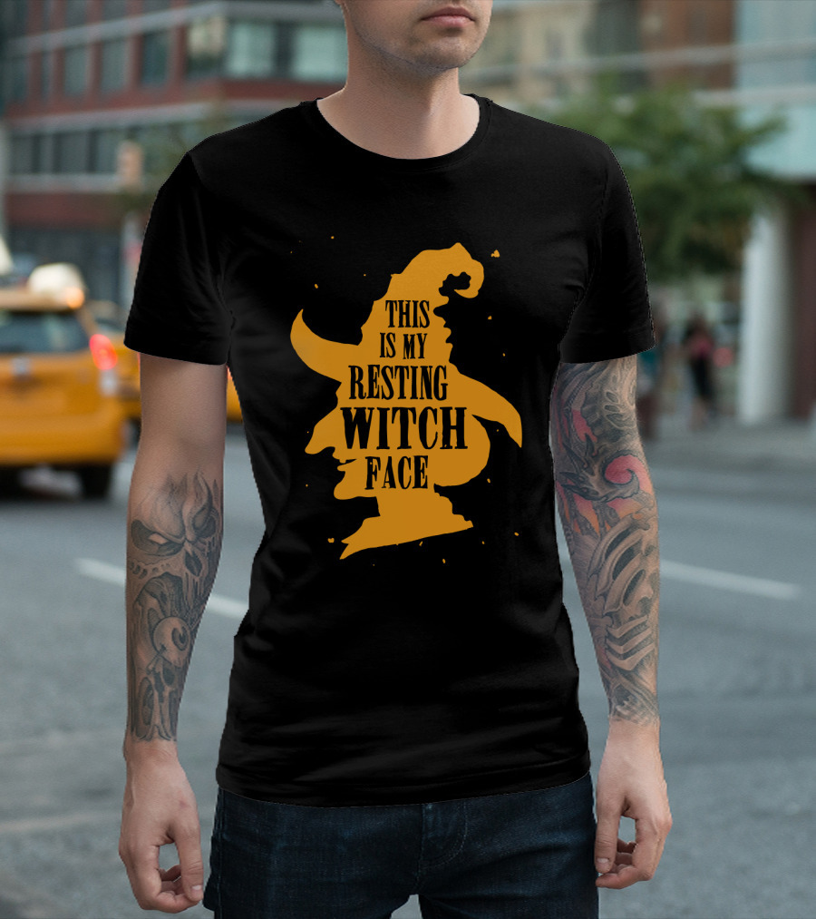 This Is My Resting Witch Face Silhouette of Witch Hat and Face T-Shirt