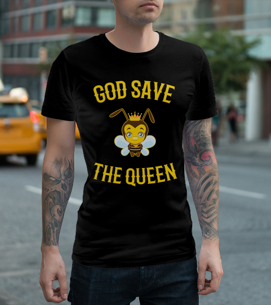 God Save The Queen Bee Royal Crown Cartoon T-Shirt