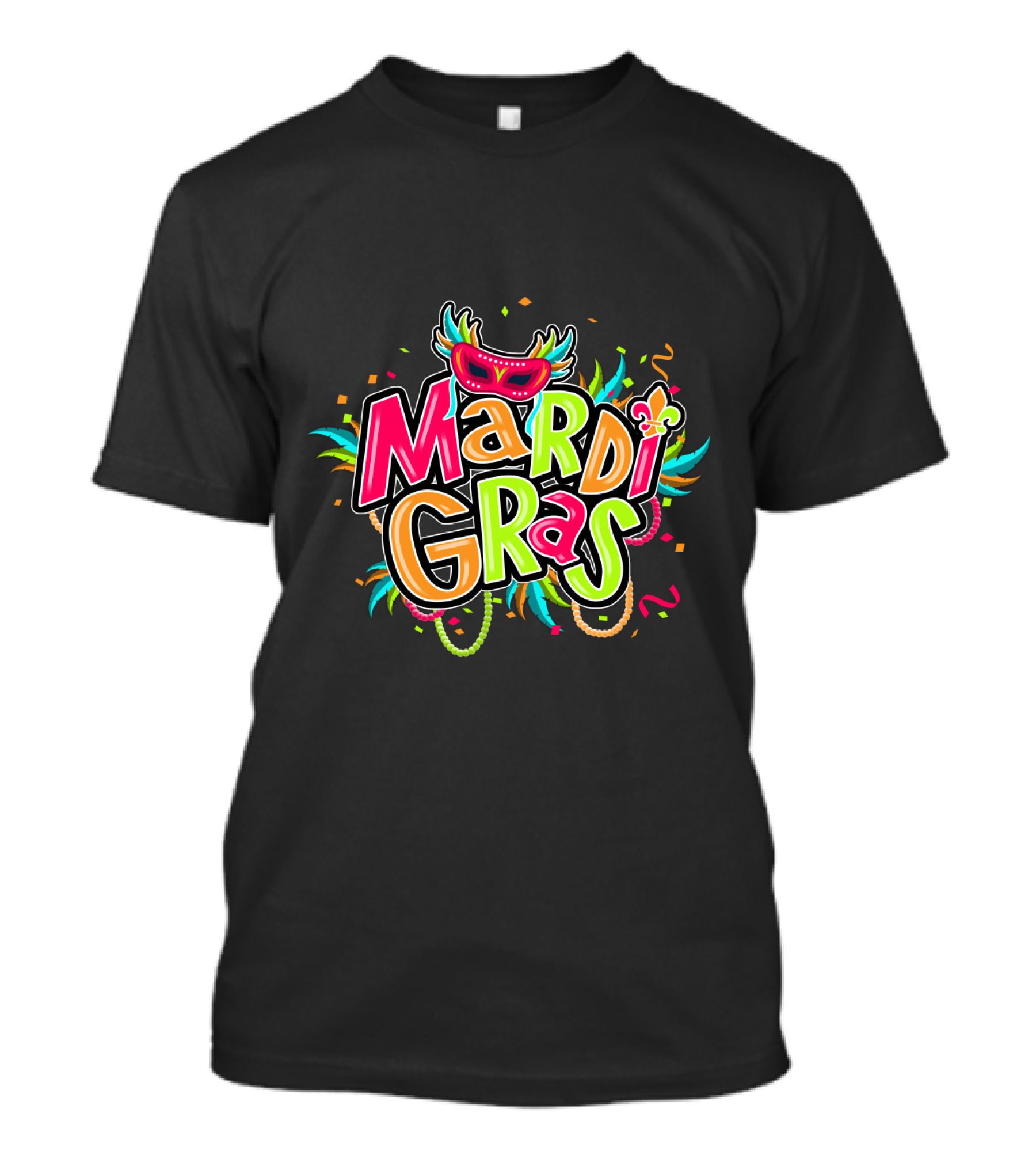 Mardi Gras Carnival New Orleans Mask And Beads T-Shirt