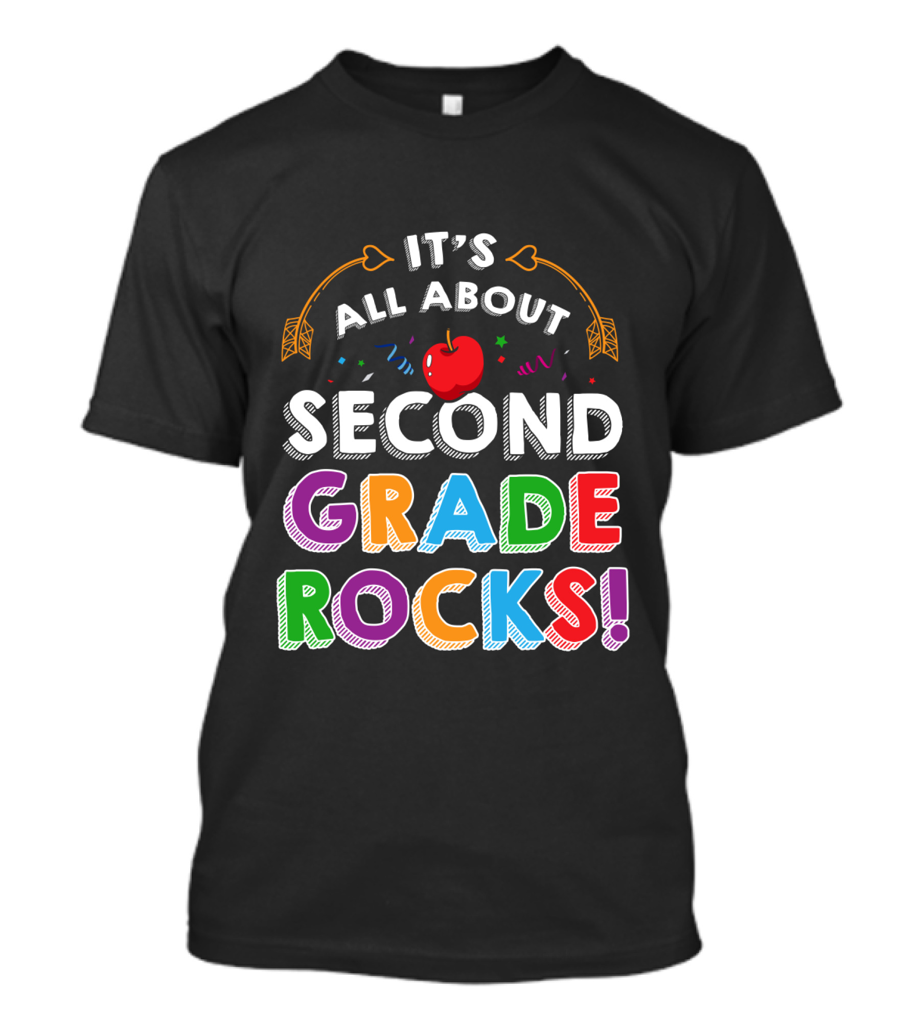 It's All About Second Grade Rocks Apple Confetti T-Shirt