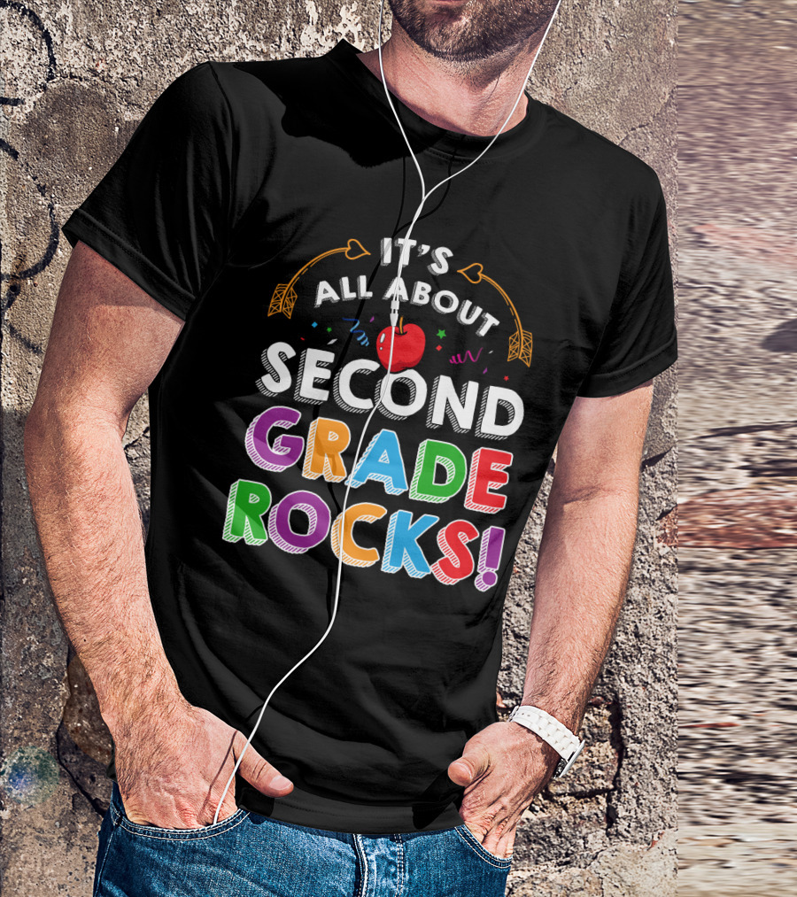 It's All About Second Grade Rocks Apple Confetti T-Shirt