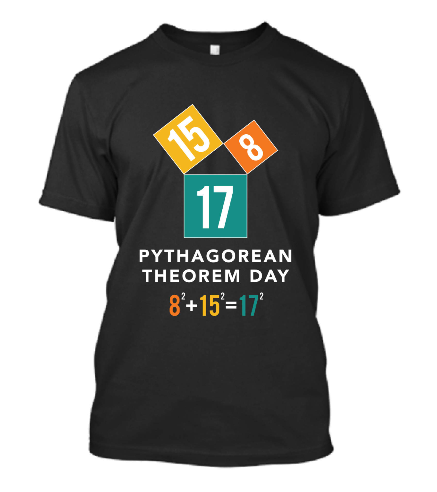 15 8 17 Pythagorean Theorem Day Equation 8 Squared Plus 15 Squared Equals 17 Squared T-Shirt