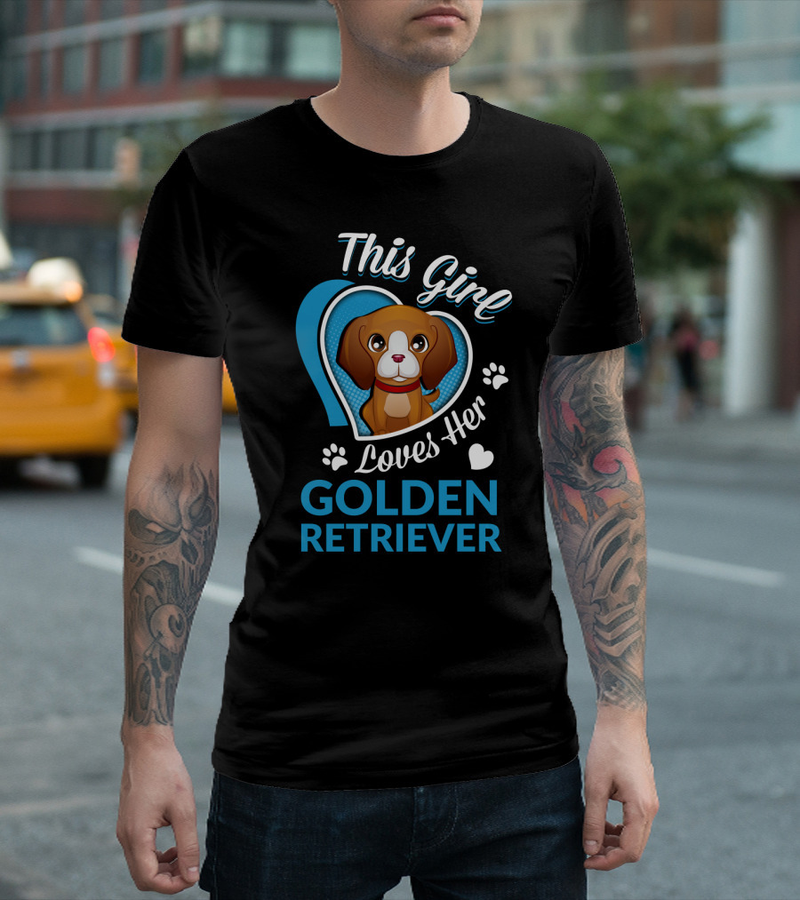This Girl Loves Her Golden Retriever Heart Paw Prints T-Shirt