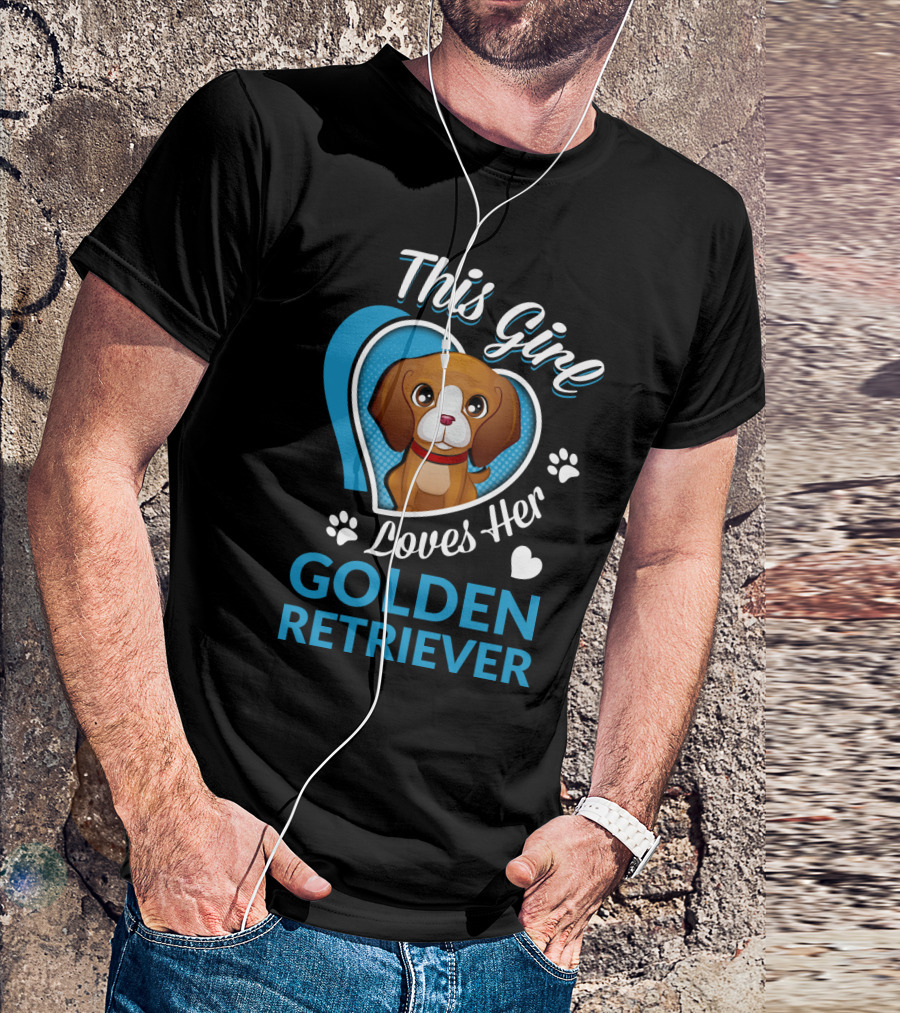 This Girl Loves Her Golden Retriever Heart Paw Prints T-Shirt