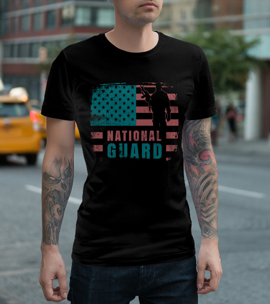 National Guard Veteran American Flag T-Shirt