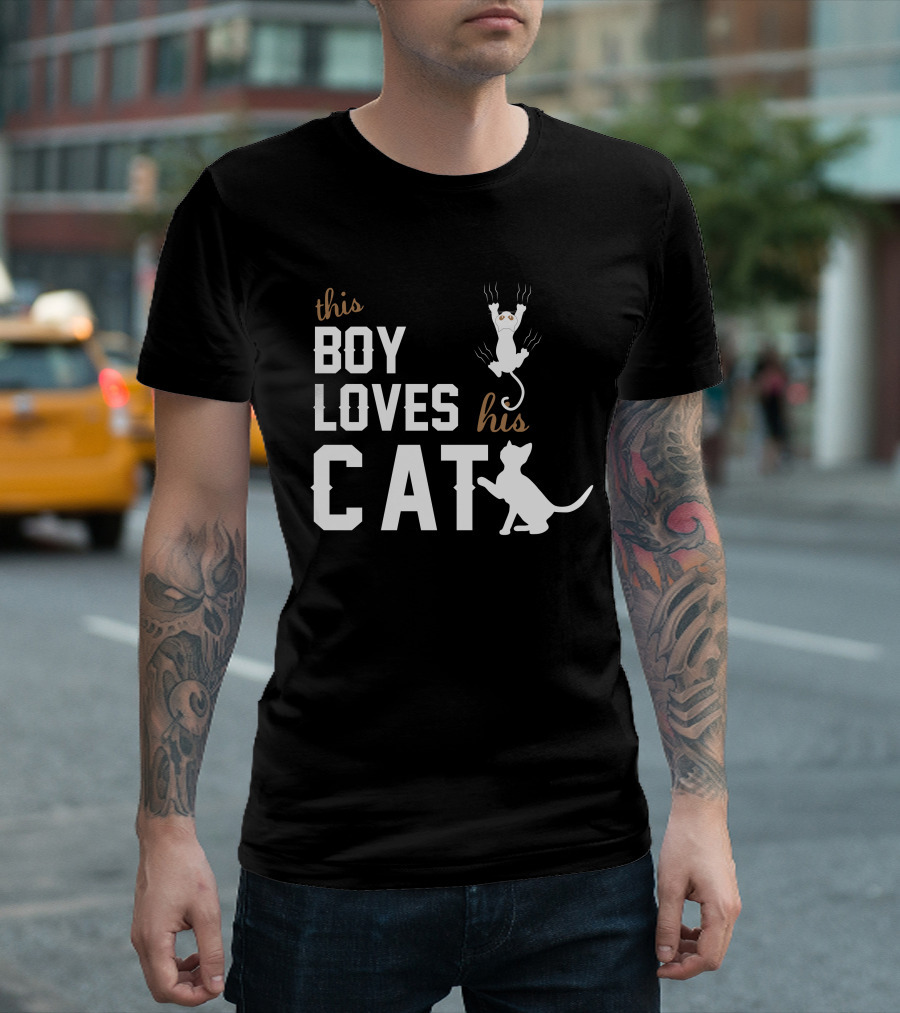 This Boy Loves His Cat Playful Cat Lover T-Shirt