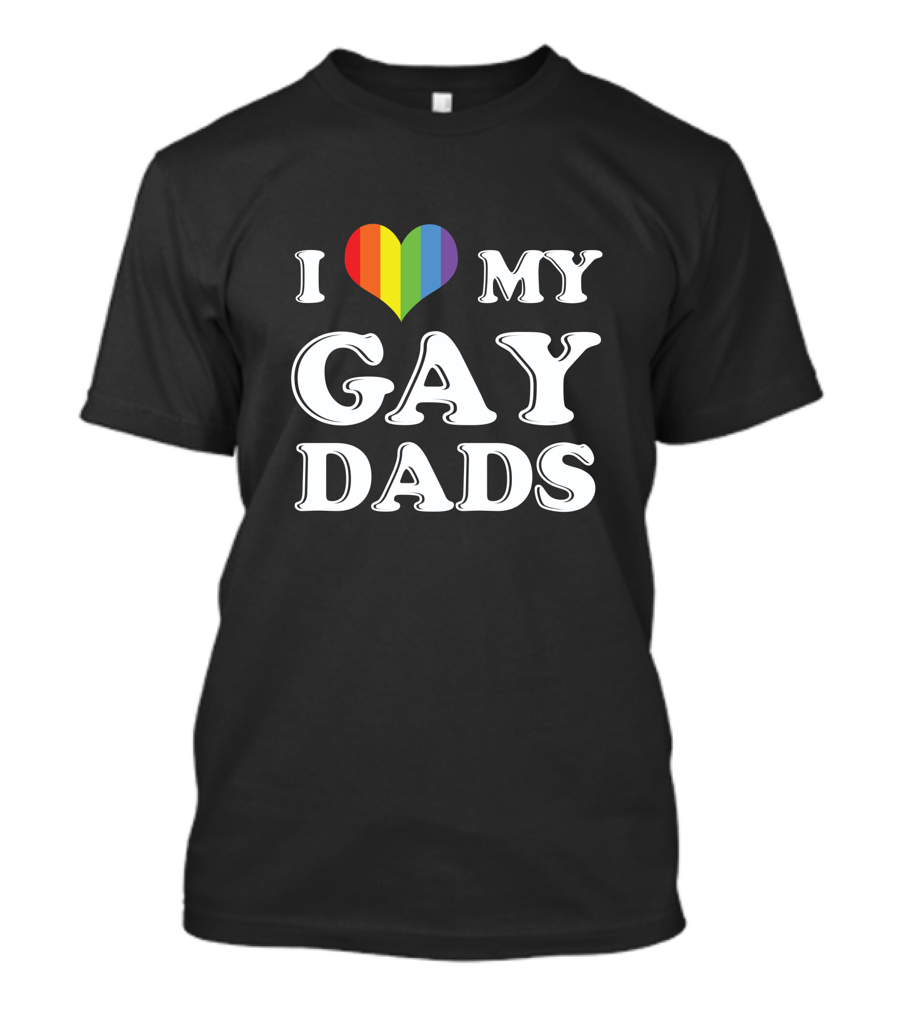 I Love My Gay Dads Rainbow Heart T-Shirt