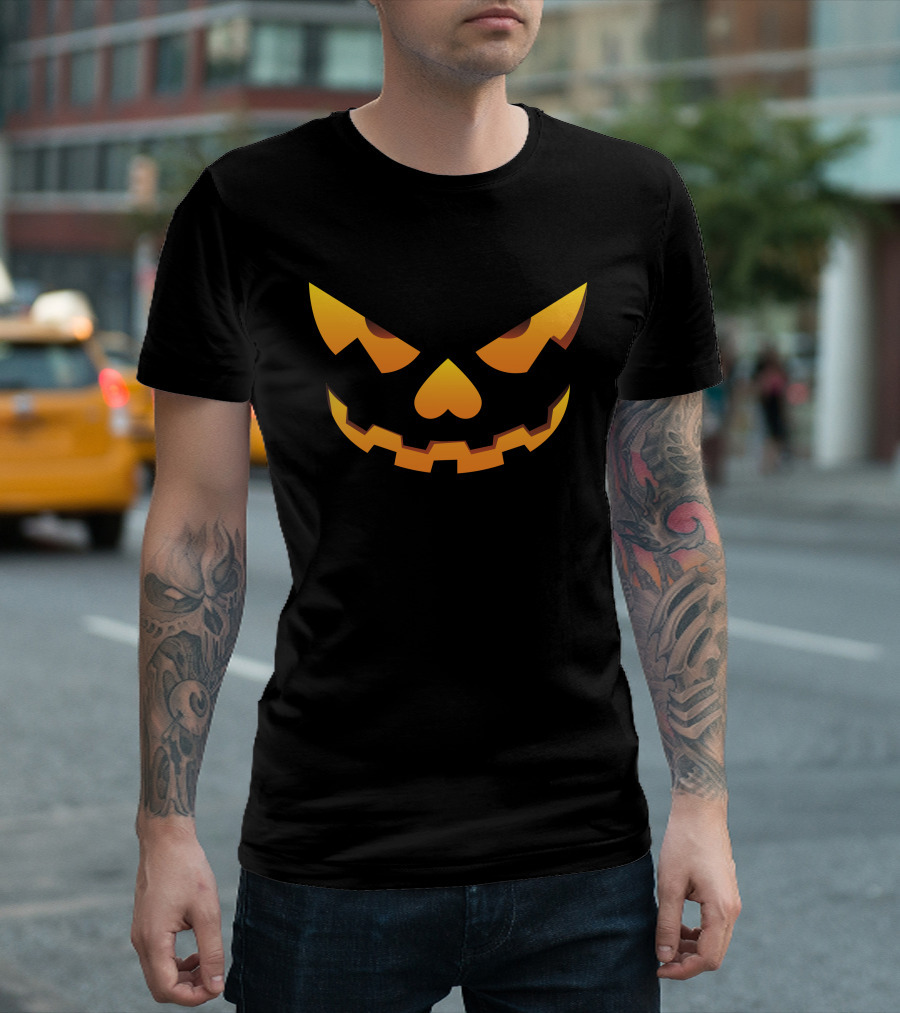 Scary Face Pumpkin Jack-O'-Lantern Halloween T-Shirt