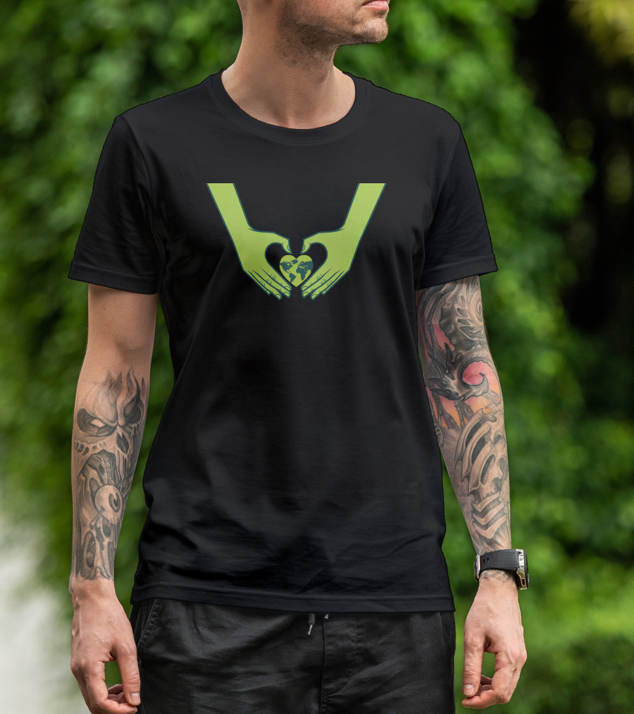 Earth Day Love Earthy Hippie Heart Hands Holding Planet T-Shirt