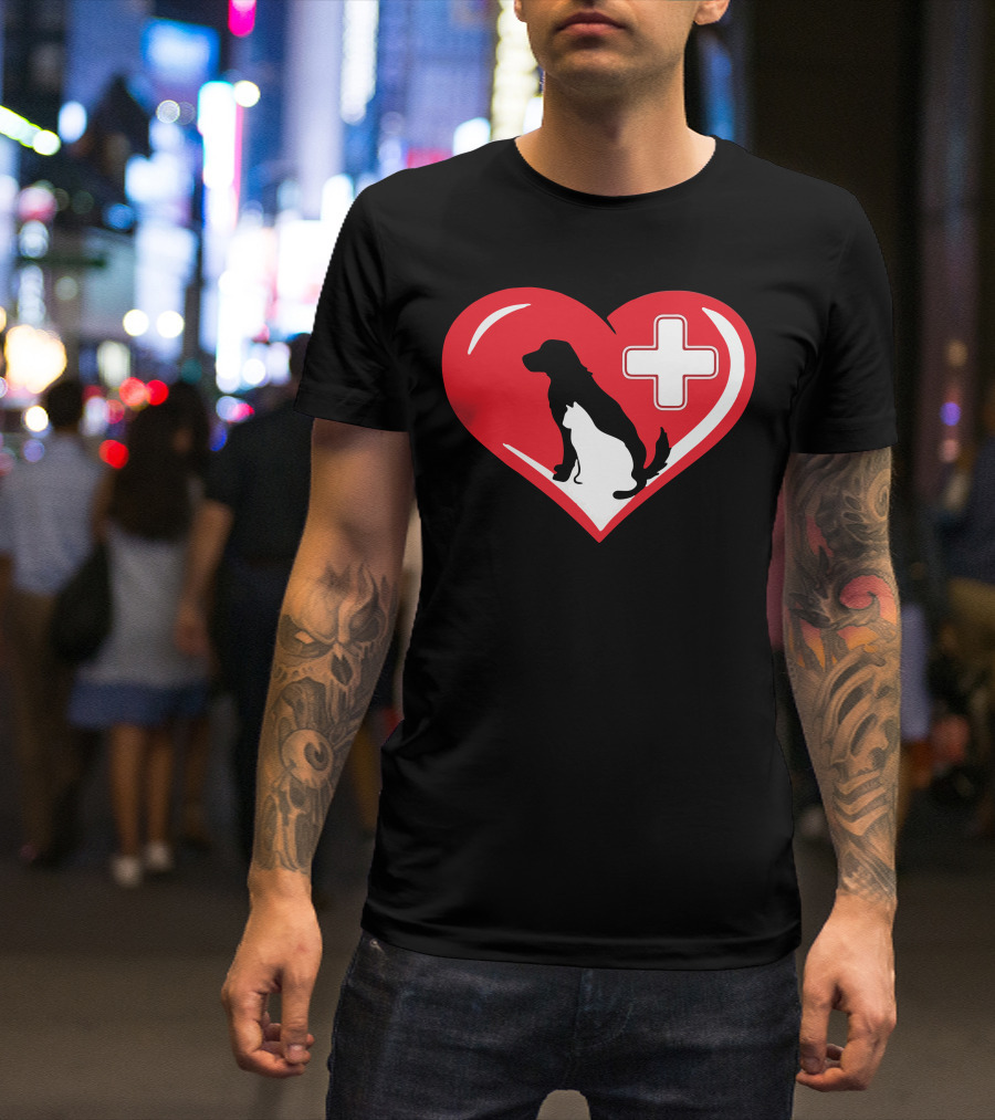 Veterinarian Love Cat Dog Veterinary Animal Pet Heart Cross T-Shirt