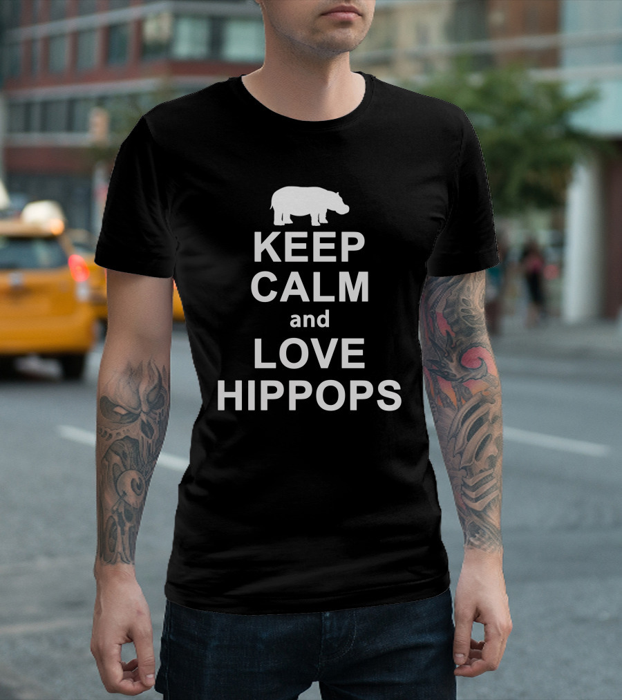 Keep Calm and Love Hippos Animals Novelty T-Shirt