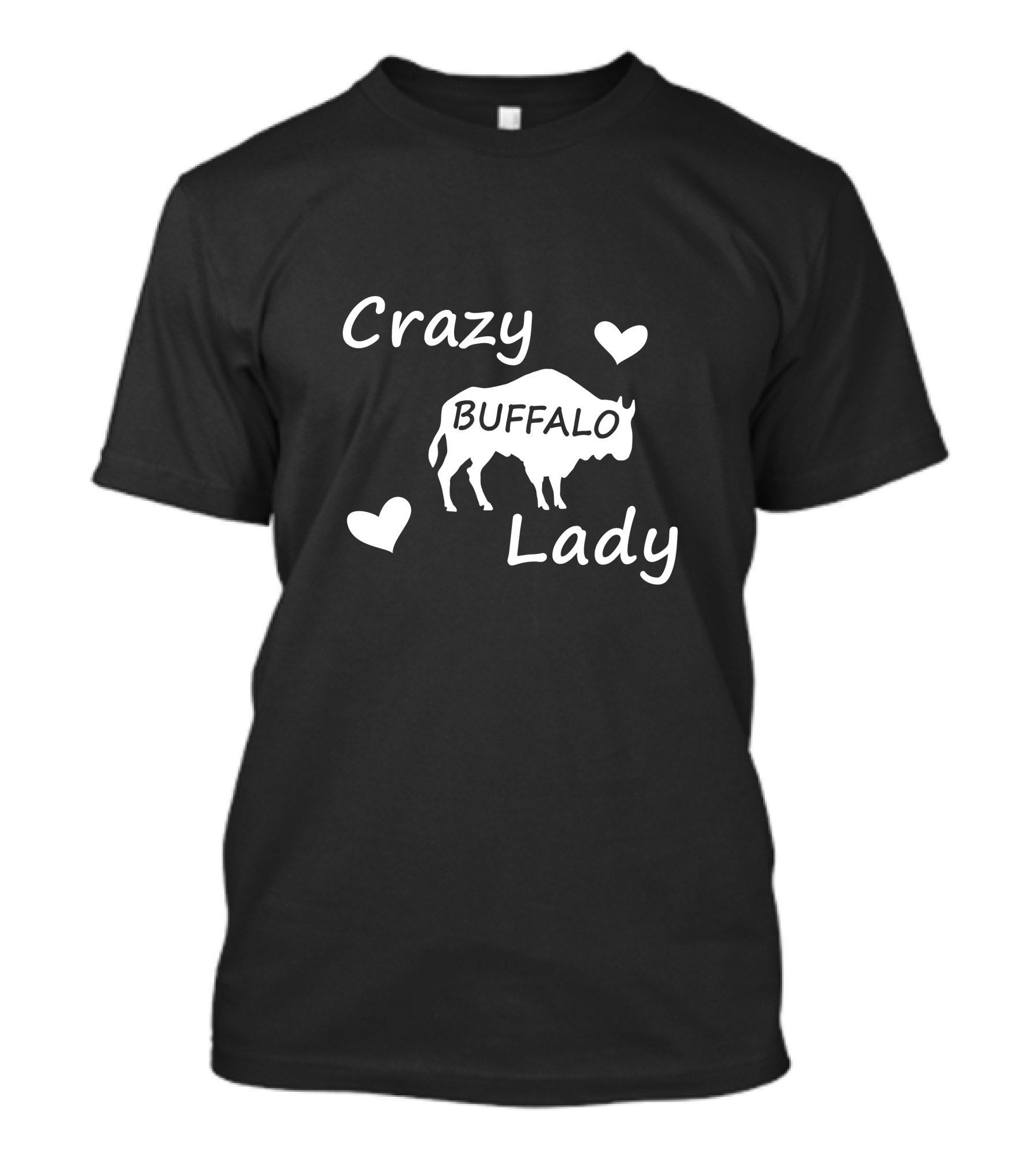 Crazy Buffalo Lady Buffalo Silhouette With Hearts T-Shirt