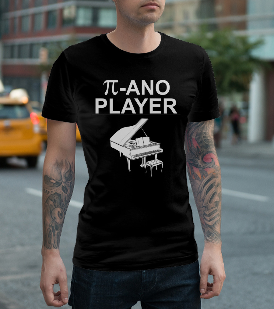 PI ANO Player Funny Music Player Piano Illustration In Blue Typography T-Shirt