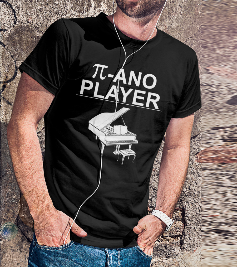 PI ANO Player Funny Music Player Piano Illustration In Blue Typography T-Shirt