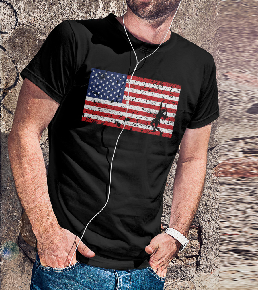 Patriotic American Flag Tennis Team Player T-Shirt