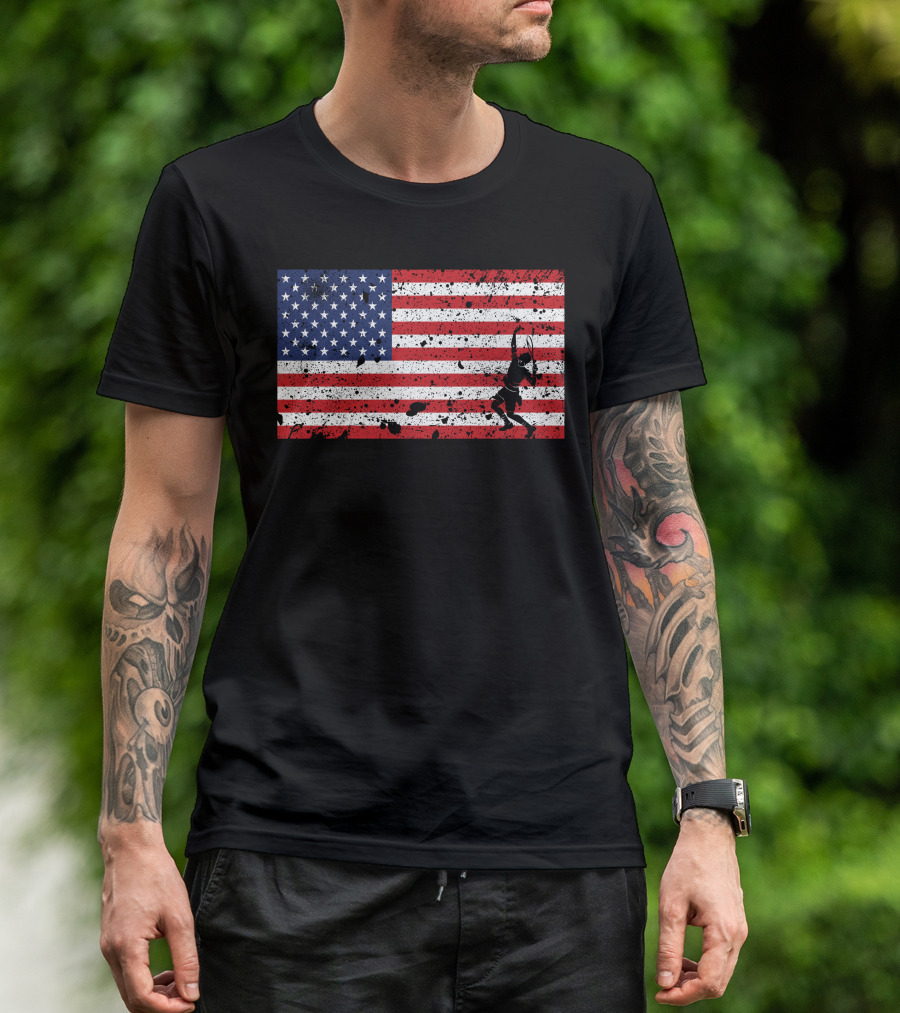Patriotic American Flag Tennis Team Player T-Shirt