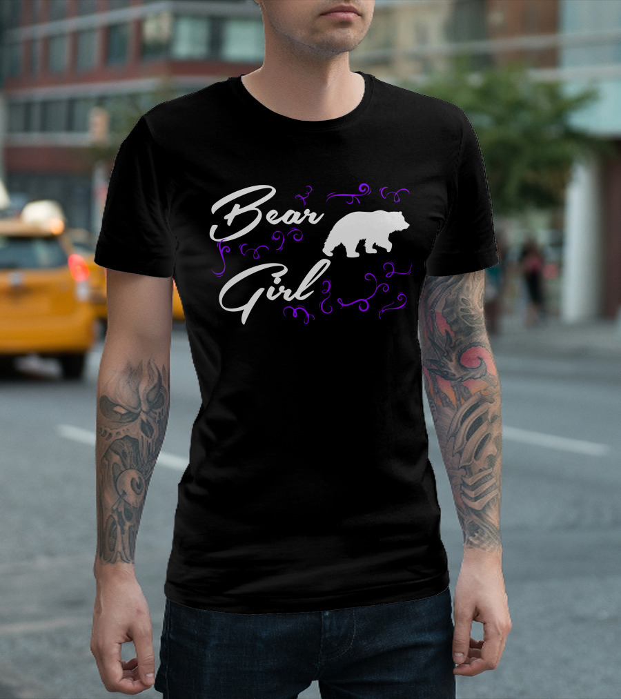 Bear Girl Silhouette with Decorative Swirls T-Shirt