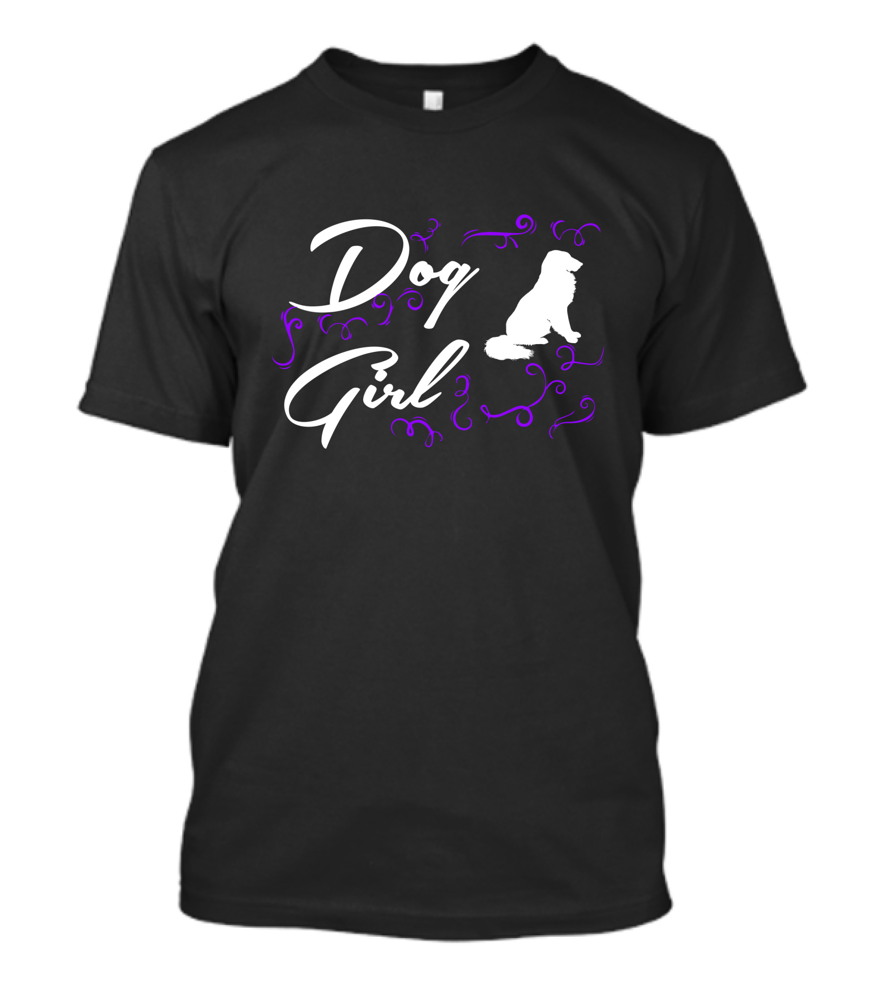 Dog Girl Dog Riding Lovers Silhouette With Purple Swirls T-Shirt