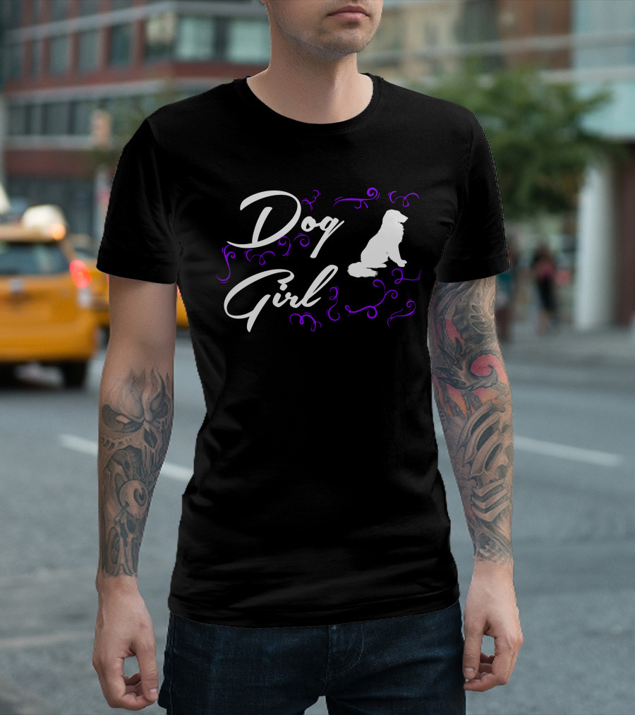 Dog Girl Dog Riding Lovers Silhouette With Purple Swirls T-Shirt