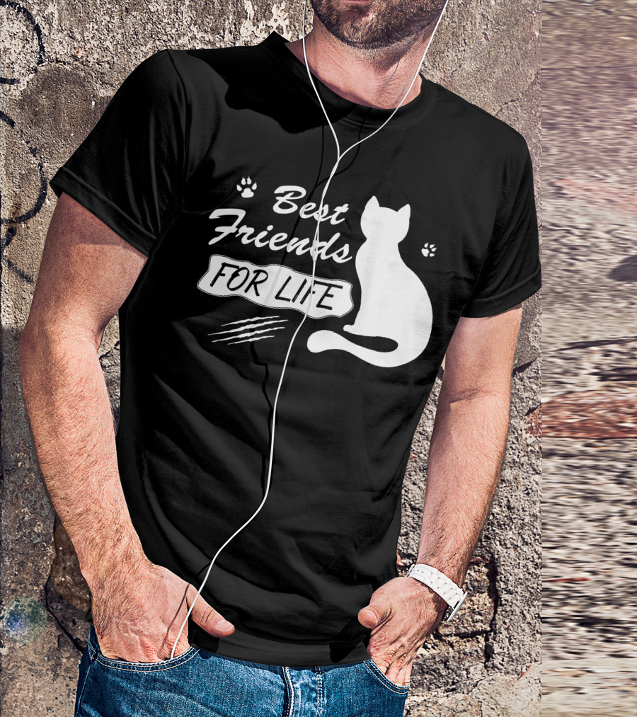 Best Friends For Life Cat Paw Print Trending Cat T-Shirt