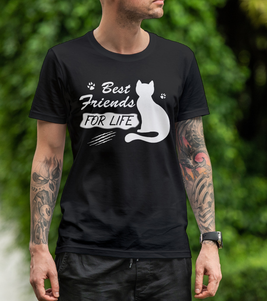 Best Friends For Life Cat Paw Print Trending Cat T-Shirt
