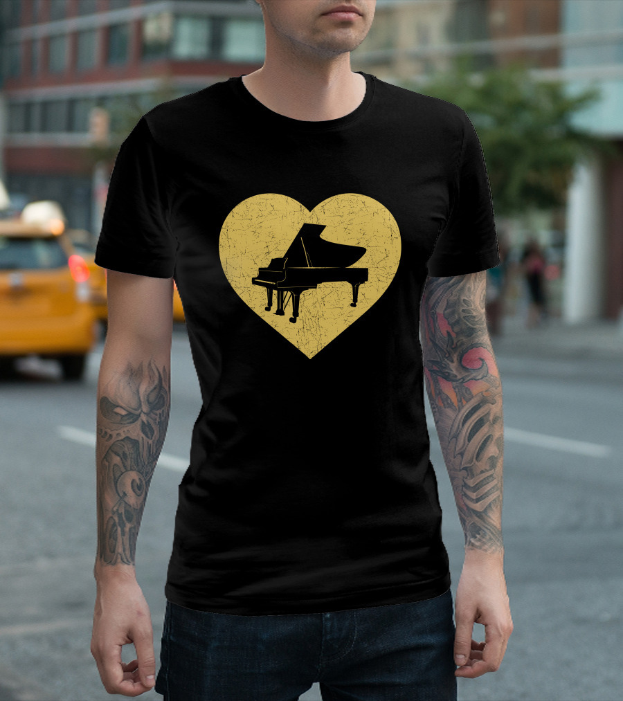 I Love Piano Heart Jazz Music Marching Band Funny T-Shirt