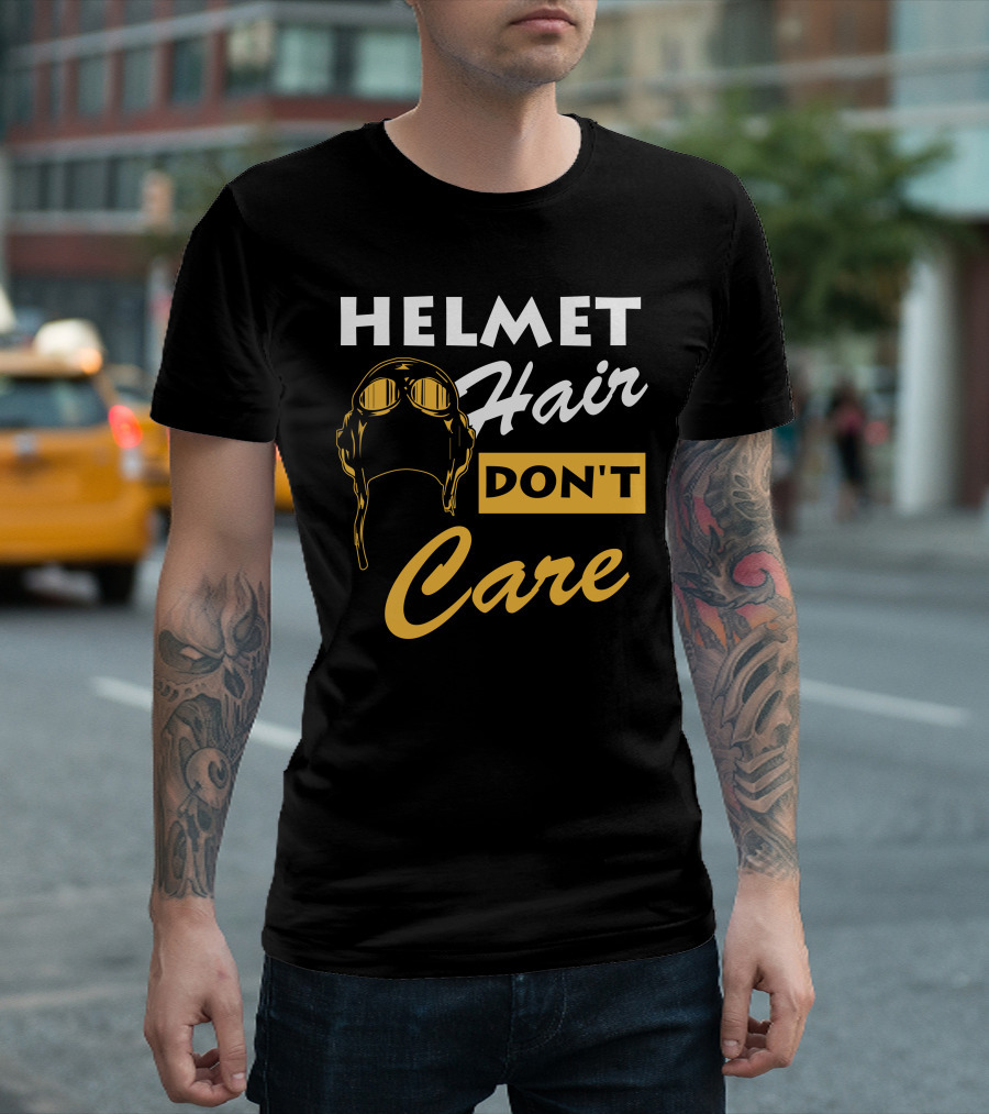Helmet Hair Don't Care Funny Equestrian Pilot Goggles T-Shirt