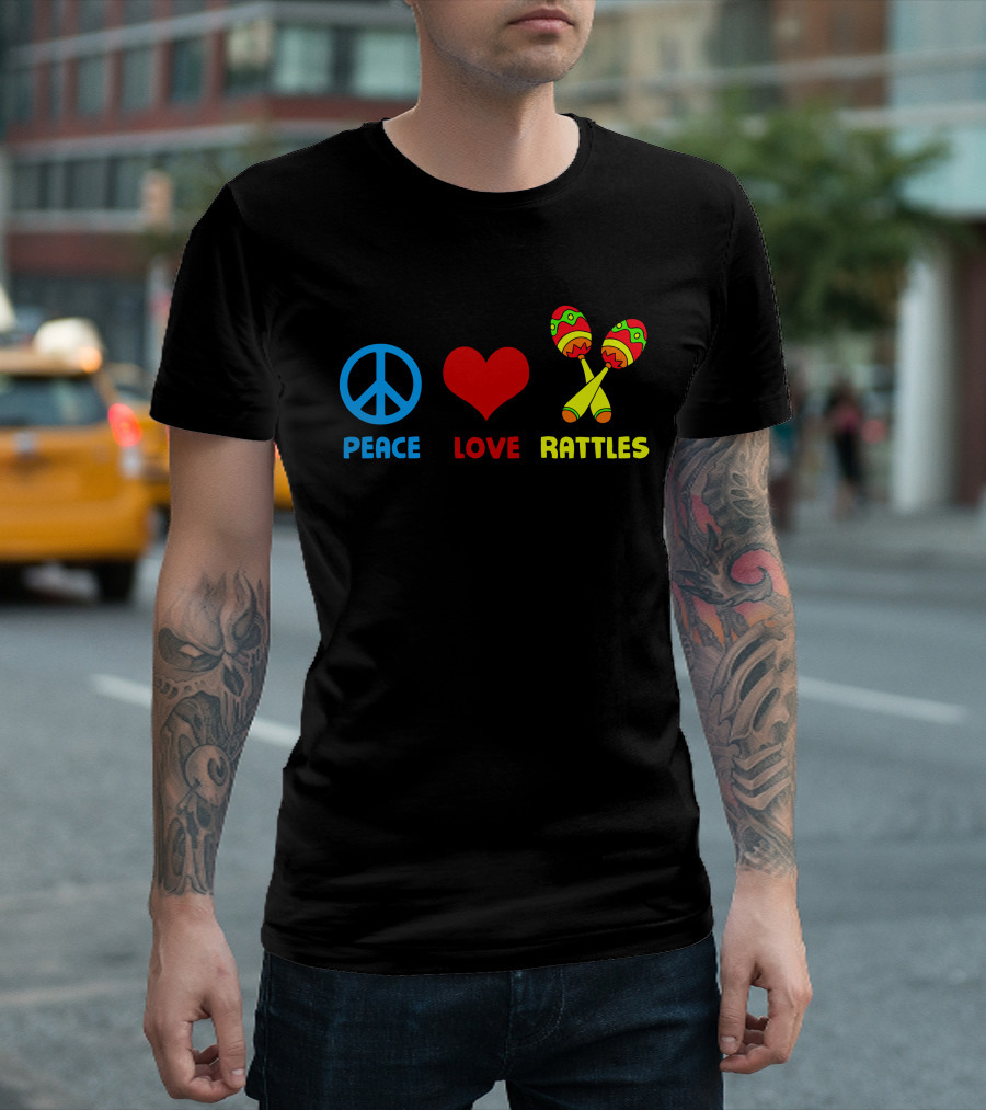 Peace Love Rattles Maracas Icons T-Shirt