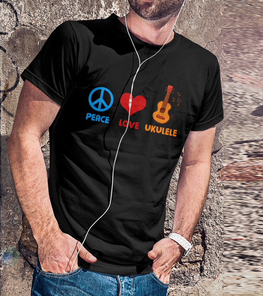 Peace Love Ukulele Music T-Shirt