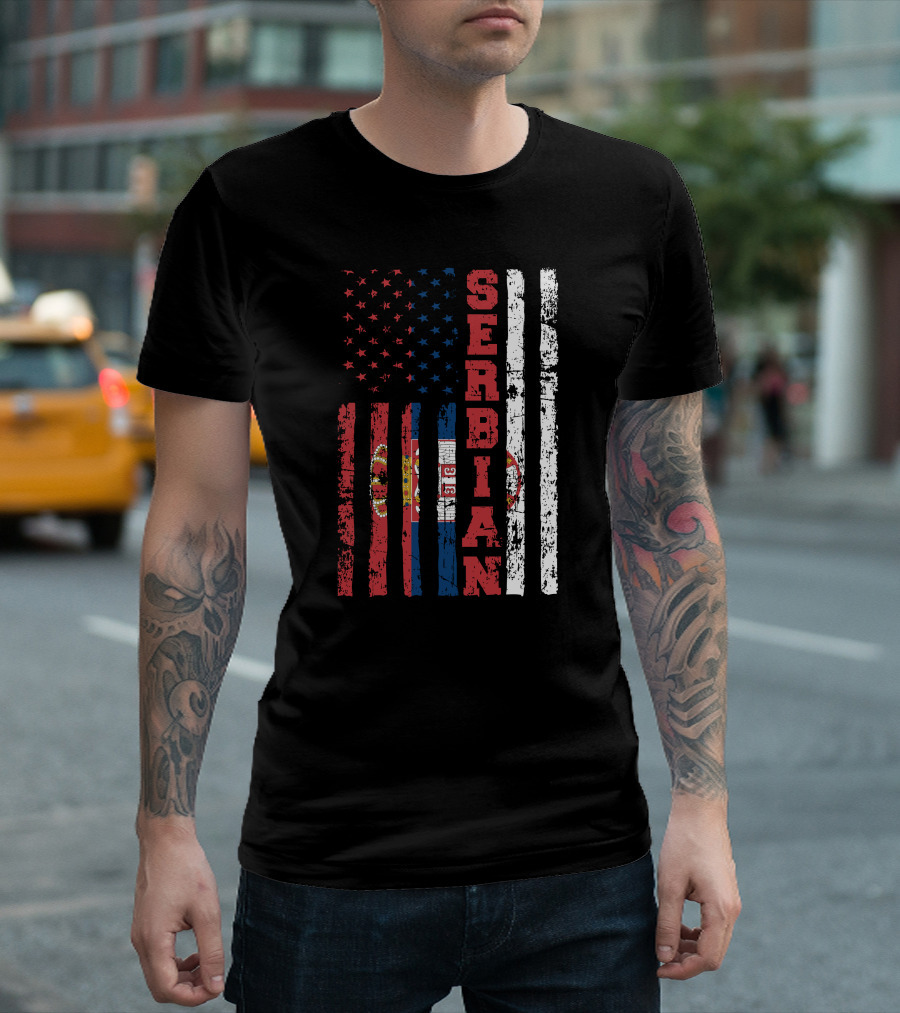 SERBIAN US FLAG 3C T-Shirt
