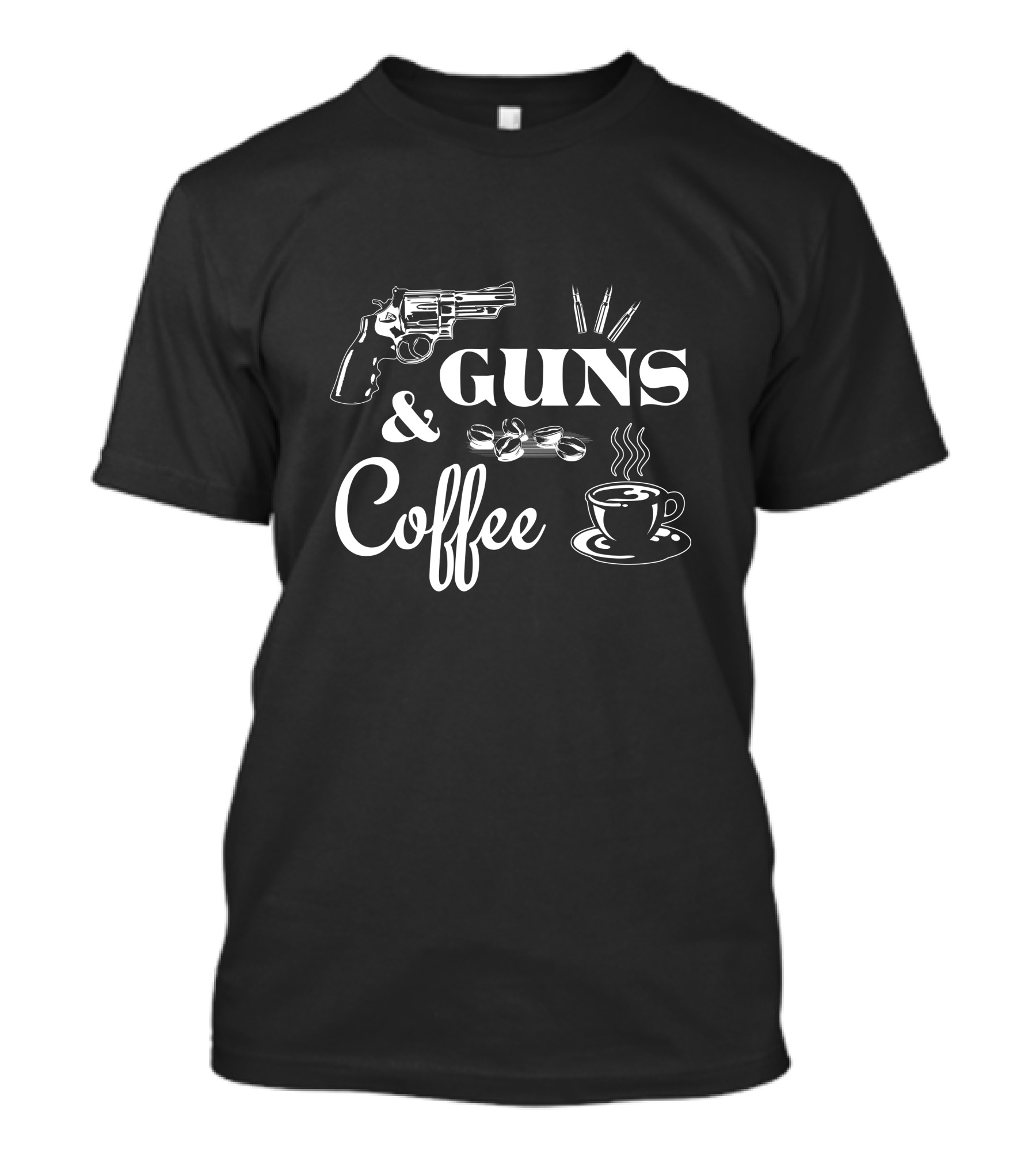Guns And Coffee With Revolver And Cup For Gun Supporters T-Shirt