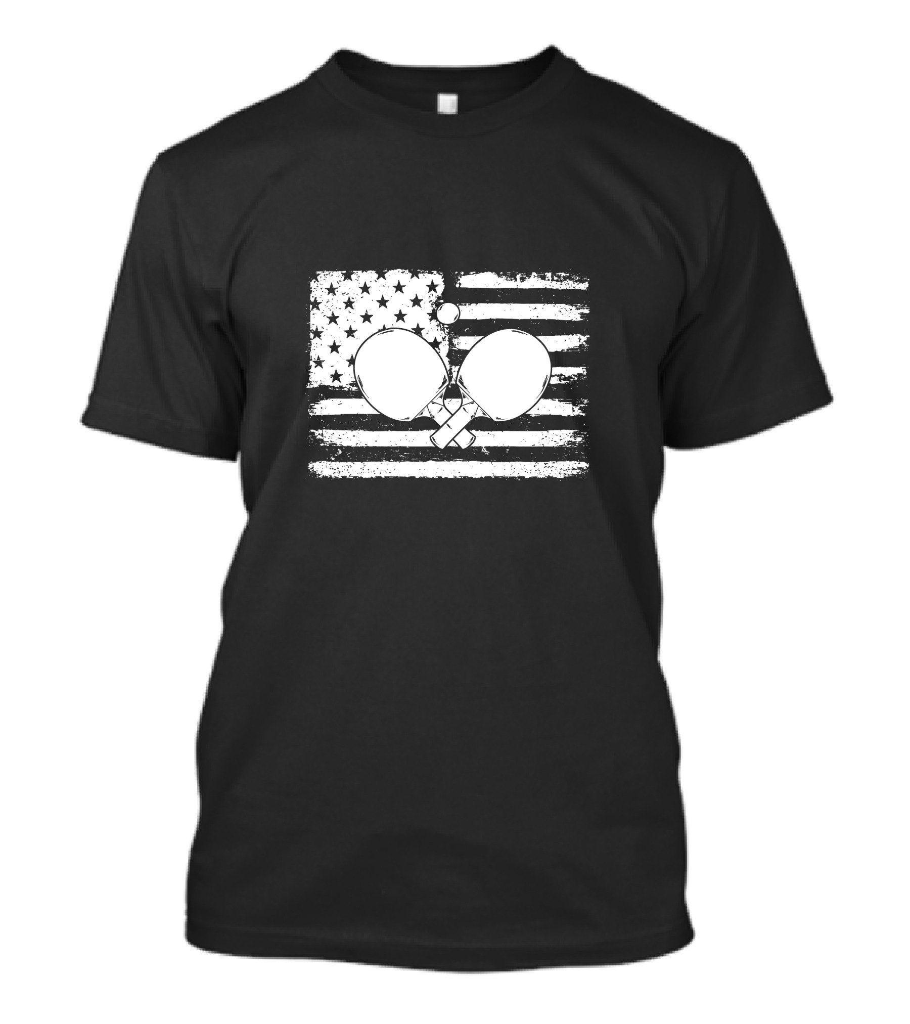 USA Flag Table Tennis Paddle And Ball T-Shirt