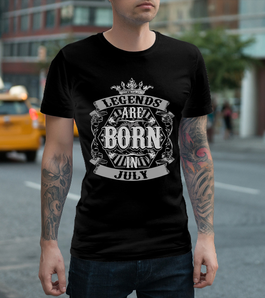 Legends Are Born In July Premium Edition Regal Crown T-Shirt