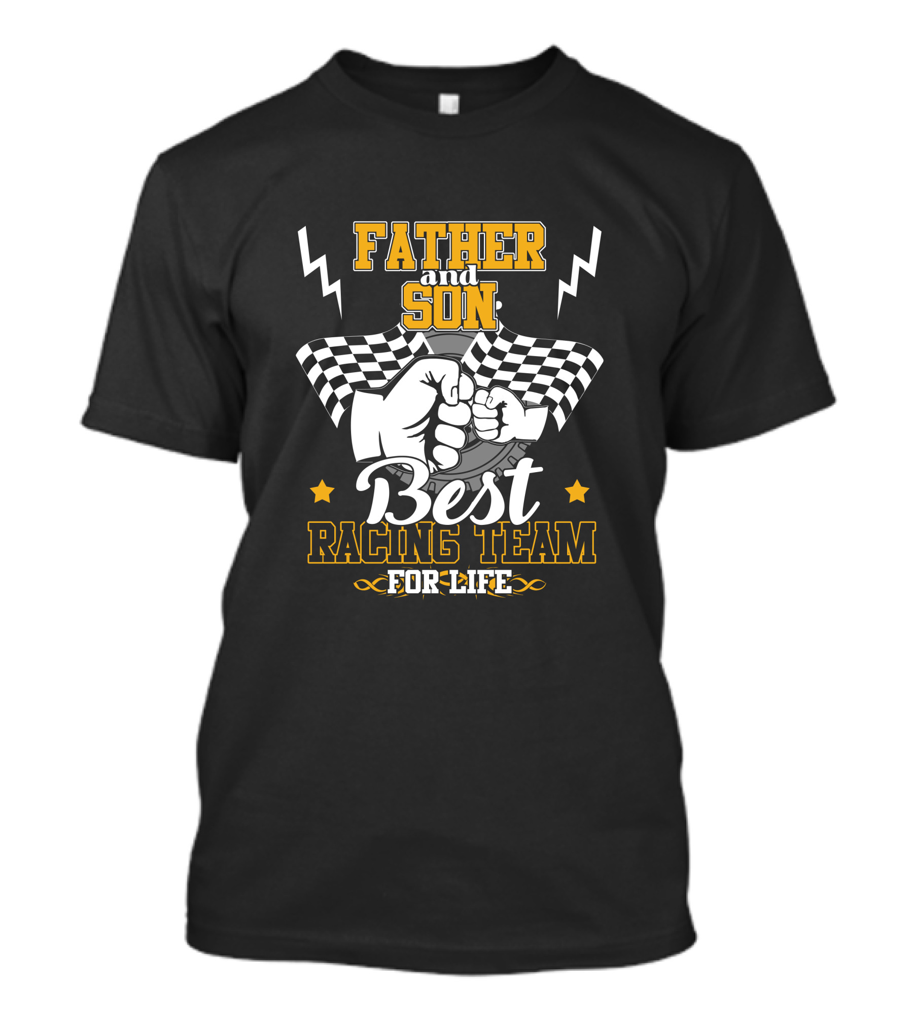 Father And Son Best Racing Team For Life Racing Flags Fist Bump T-Shirt