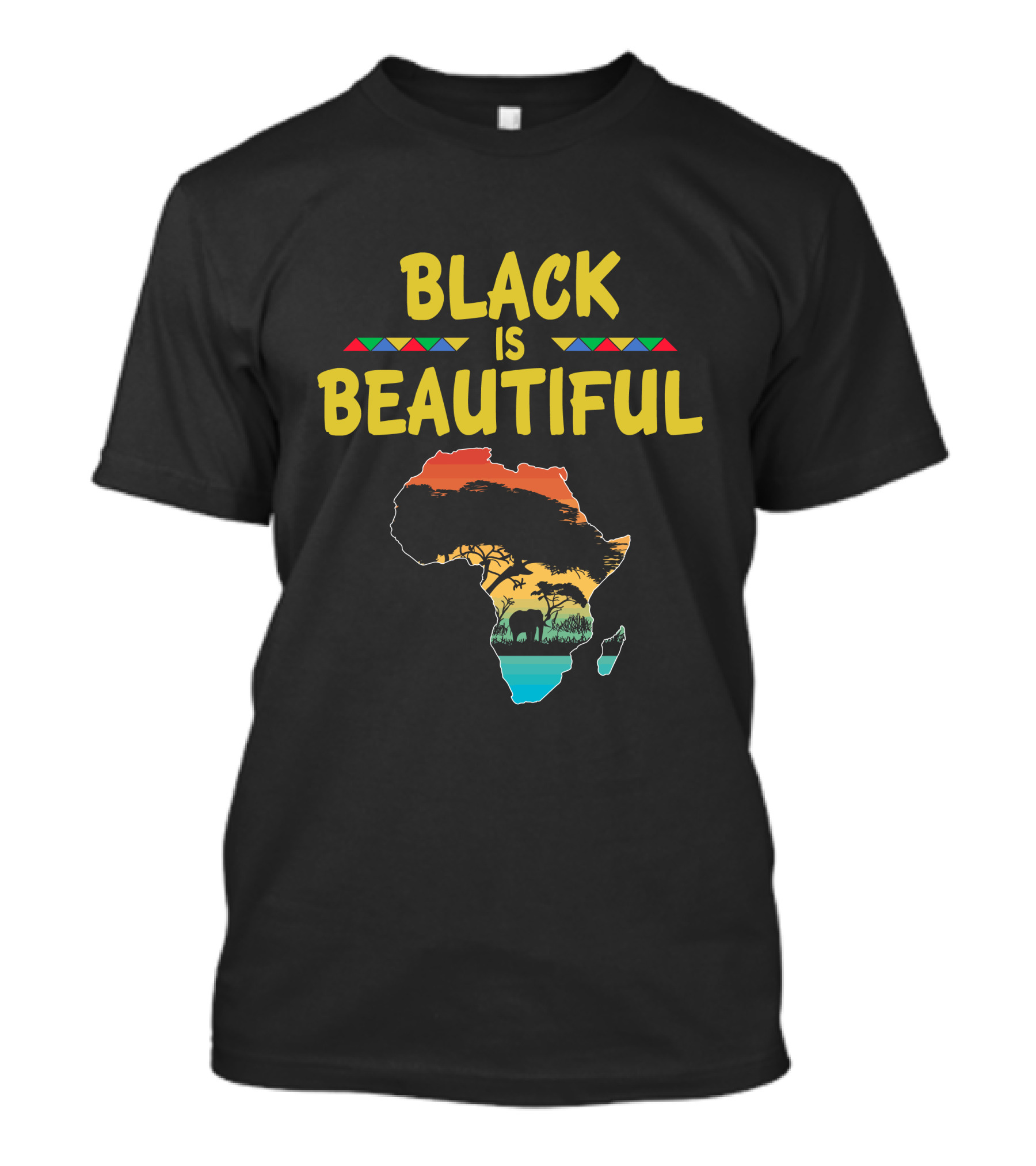 Black Is Beautiful African Pride Continent Silhouette With Wildlife And Tribal Motifs T-Shirt